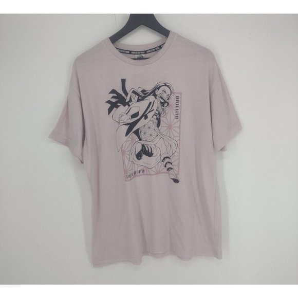 RARE Demon Slayer Kimetsu No Yaiba Nezuko Kamado Manga Anime Pink T-Shirt Mens L - Picture 1 of 8